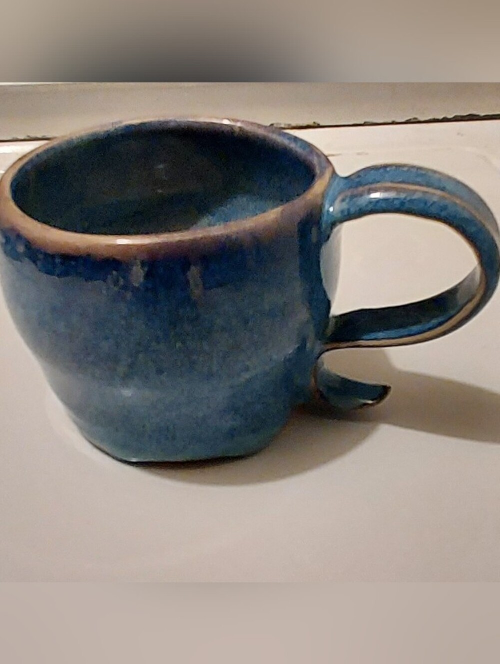 Studio Blue Drip Glaze Ceramic Hand Made Art Pottery Coffee Mug Signed